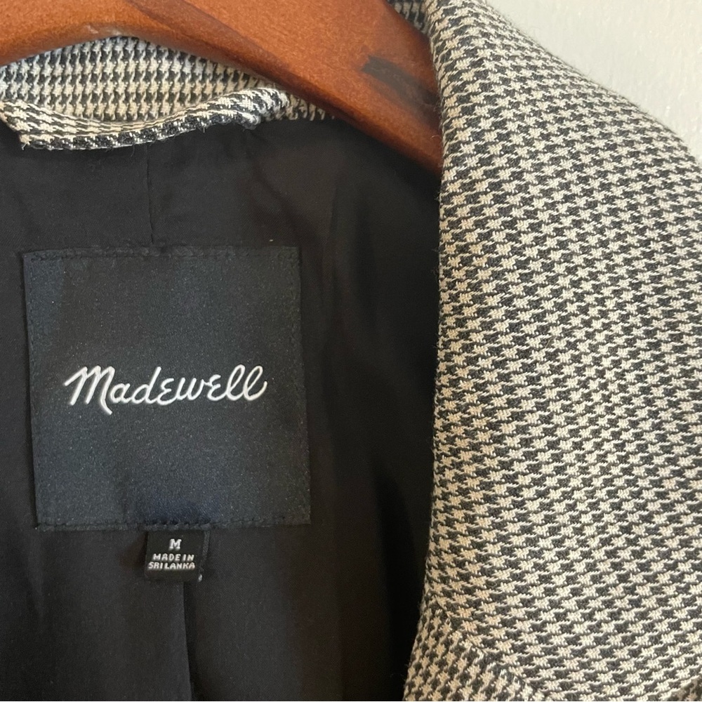 Madewell Dorset Blazer Jacket houndstooth grey black medium - Picture 2 of 7